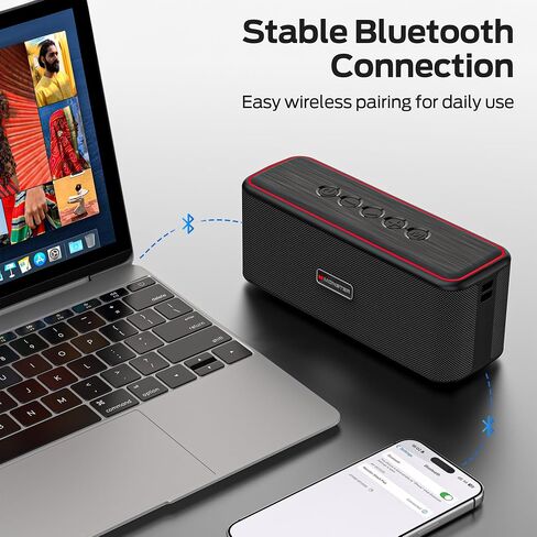 Monster Shock Plus Bluetooth Speaker,Portable Speaker with 40W Loud Stereo Sound, Bluetooth 6.0,TWS Pairing, 20H Playtime,Support AUX/TF Card,IPX6 Waterproof Wireless Speakers for Outdoor,Home,Travel in Kuwait