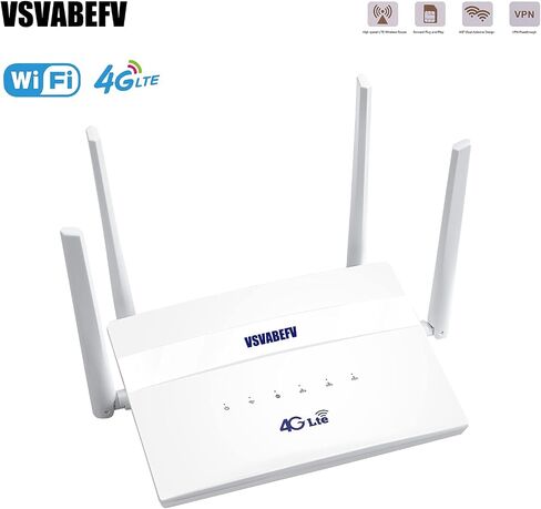 4G LTE Wireless Router with SIM Card Slot Unlocked 300Mbps Wireless Mobile WiFi Hotspot with Antenna for B2/B4/B5/B12/B13/B17/B18/B25, Sim Card Router Support T-Mobile AT&T in Kuwait