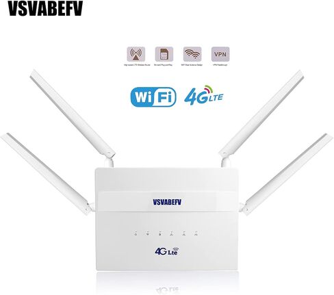4G LTE Wireless Router with SIM Card Slot Unlocked 300Mbps Wireless Mobile WiFi Hotspot with Antenna for B2/B4/B5/B12/B13/B17/B18/B25, Sim Card Router Support T-Mobile AT&T in Kuwait