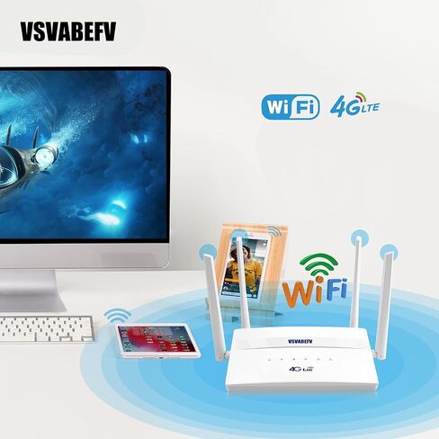 4G LTE Wireless Router with SIM Card Slot Unlocked 300Mbps Wireless Mobile WiFi Hotspot with Antenna for B2/B4/B5/B12/B13/B17/B18/B25, Sim Card Router Support T-Mobile AT&T in Kuwait