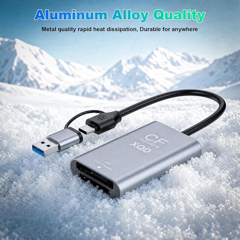 CFexpress Type B/XQD/SD Card Reader 10Gbps,USB C 3.2 (Gen 2) CF Express B UHS-II/UHS-I Dual Slot Card Adapter 3 in 1 Aluminum XQD Memory Card Reader for Thunderbolt 3/4 for Professional Filmmakers in Kuwait