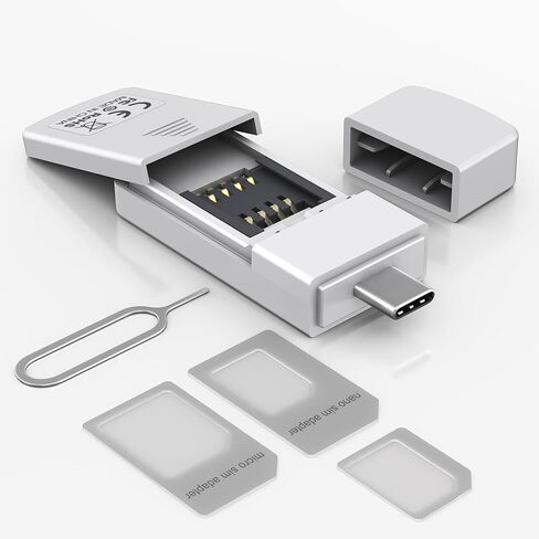 USB C SIM Card Readers - Sim Card Adapter Kit, Standard, Micro, Nano Sim Card Adapter with Eject Pin - USBC to Sim Card Reader Edit and Read Messages/Contacts, Plug & Play for Windows Computer Laptop in Kuwait