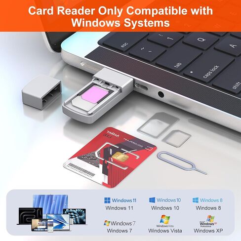 USB C SIM Card Readers - Sim Card Adapter Kit, Standard, Micro, Nano Sim Card Adapter with Eject Pin - USBC to Sim Card Reader Edit and Read Messages/Contacts, Plug & Play for Windows Computer Laptop in Kuwait