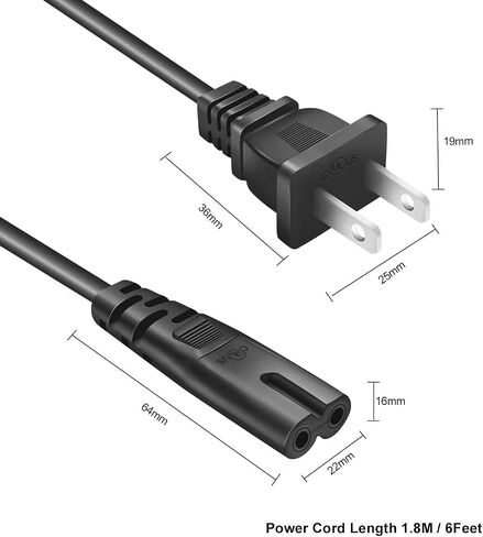 6 FT AC Power Cord Universal 2 Prong Power Cable in Kuwait