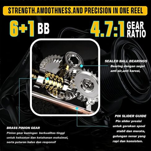 Sougayilang Big Pit Catfish Reel – 44LB Drag, 4.7:1, 6+1 Bearings, 30mm Long Stroke Spool, Large Line Capacity, Graphite Body – Heavy Duty Catfish & Carp Reel in Kuwait
