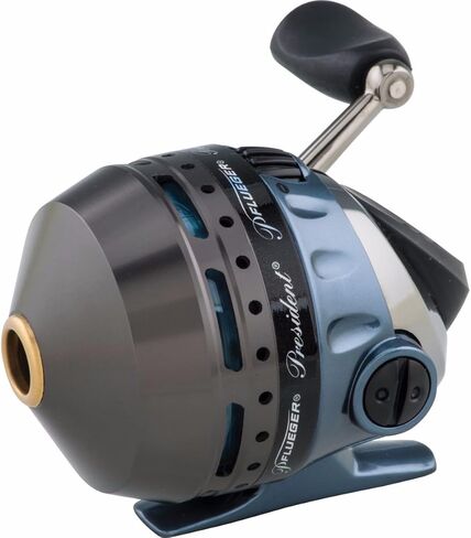 Pflueger President Spincast Reel, Size 10 Fishing Reel, Right/Left Handle Position, Aluminum Spool, Dial Drag System., Blue in Kuwait