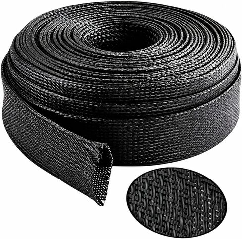 32.8 FT Nylon Hydraulic Hose Protector Sleeve, Expandable & Flame Retardant, Hose Protector Cover for Hydraulic Hoses, Welding Cables and Industrial Wire Protection, Fits Most Hoses Up to 1.25" OD in Kuwait