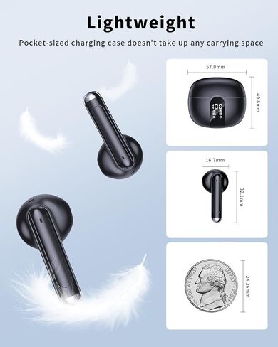 Wireless Earbuds, 2026 Bluetooth 5.4 Headphones Bass Stereo Ear Buds with Noise Cancelling Mic, LED Display in Ear Earphones 50H Playtime Ear Buds, IP7 Waterproof for Laptop Pad Phones, Soft Black in Saudi Arabia