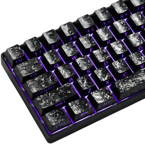 XVX Black Shine Through Keycaps, Forged Carbon-Look Cherry Profile Keycap Set, 140-Key Side Printed Keycaps Fit for ANSI Layout MX Switches Mechanical Keyboard in Kuwait
