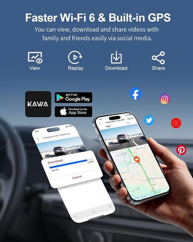 KAWA 4K Mini Dash Cam Front, Stealth Display, Voice Control, Wi-Fi 6 & GPS in Kuwait