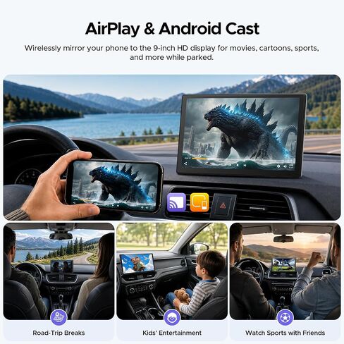 Topexplore 9-Inch Wireless CarPlay Screen with 4K+1080P Dash Cam in Saudi Arabia