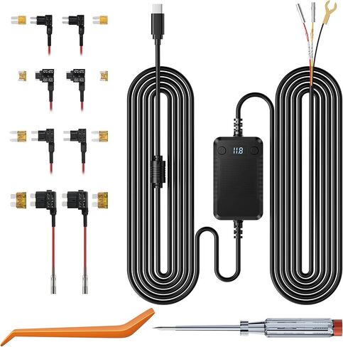 Dash Cam Acc Multi-Size Hardwire Kit with Voltage Indicator for Dash Camera 9.8Ft, Red: Acc Power, Yellow:Constant Power in Kuwait