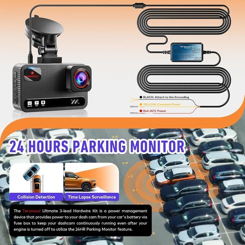Dash Cam Acc Multi-Size Hardwire Kit with Voltage Indicator for Dash Camera 9.8Ft, Red: Acc Power, Yellow:Constant Power in Kuwait