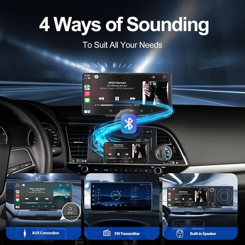 Plimpton Portable Wireless Carplay Screen - 10.36'' HD Touchscreen for Apple CarPlay & Android Auto, Dash Cam, Voice Control, Loop Recording, Backup Camera, Mirror Link, FM, Bluetooth for All Vehicles in Kuwait