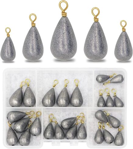 Fishing Weights Sinkers Kit, 25pcs Various Bass Casting Weights Drop Shot Sinkers Catfish for Saltwater Freshwater Fishing in Kuwait