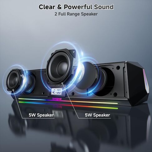 SOULION Bluetooth Computer Speakers USB Plug & Play with Clock & LED in Kuwait