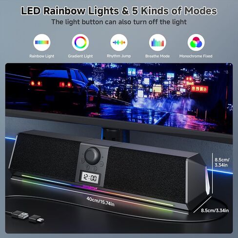 SOULION Bluetooth Computer Speakers USB Plug & Play with Clock & LED in Kuwait