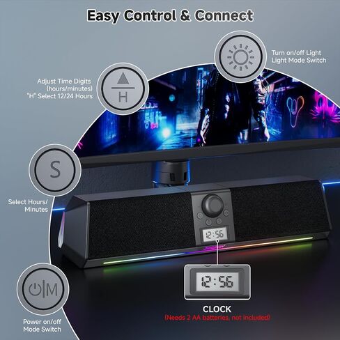 SOULION Bluetooth Computer Speakers USB Plug & Play with Clock & LED in Kuwait