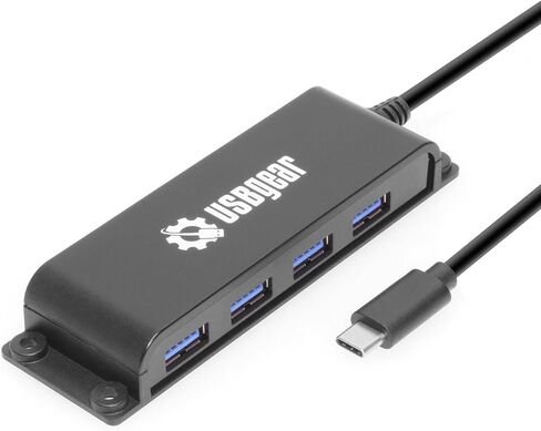 USBGear 4-Port USB 3.2 Gen 2 Hub – 10Gbps USB-A Expansion w/Integrated Cable & Flexible Mounting in Kuwait