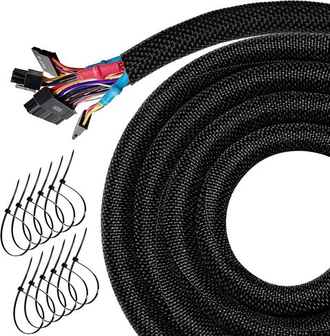 Heat Resistant Wire Loom Automotive Cable Management Sleeves 35ft-1/2inch Split Wiring Loom Harness Wire Organizer, High-Temperature Heavy Duty Auto Wrap Cord Protectors from Pets No Chew, Black in Kuwait