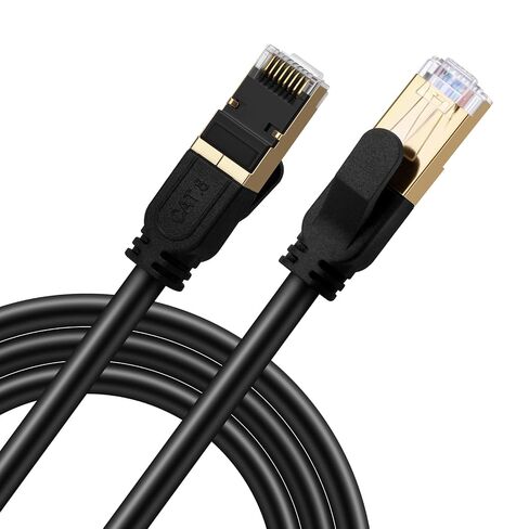 Cat 8 Ethernet Cable, 50ft 15M Heavy Duty High Speed Network LAN Patch Cord with Gold Plated RJ45 Connectors, 26AWG, 2000Mhz Indoor & Outdoor Internet Network Cable for Modem Router Gaming PC in Kuwait
