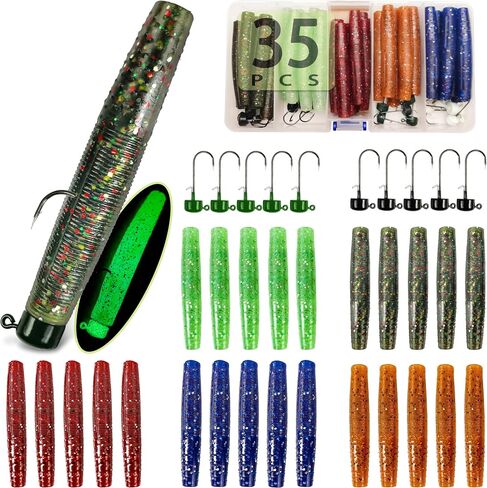 Ned Rig Kit with Ned Rig Jig Heads Hook Bait Worm for Bass Fishing in Kuwait