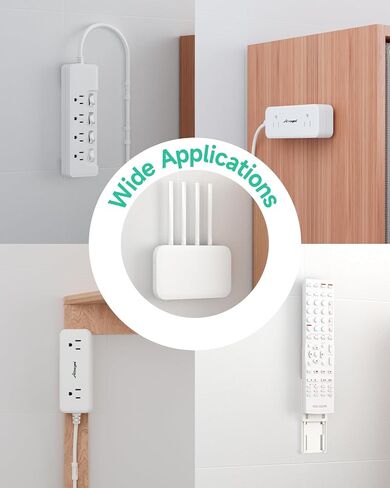 Socket Holder Cable Management Kit, 4Pcs Adhesive Punch-Free Power Strip Holder with 16PCS(L) Adhesive Cable Organizer 20PCS(M) Adhesive Cable Clips, Extension Cord Organizer for Kitchen Home Office in Kuwait