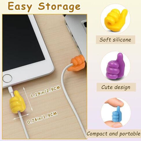 12-Pack Silicone Thumb Cable Clips, Fun Cord Holders & Wall Hooks for Desk, Car, or Home — Multi-Purpose Wire Organizer, Key & Charger Management Solution in Kuwait