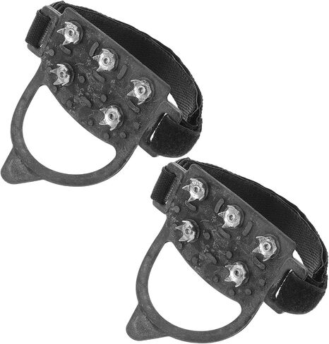 Outdoor 5-Spike Ice Crampons Anti-Slip Climbing Spikes for Shoes and Boots, Sturdy Snow Grippers with Adjustable Bindings for Hiking, Mountaineering, Winter Walking in Kuwait