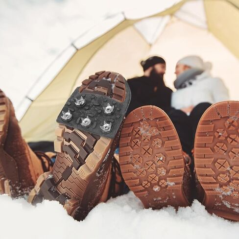 Outdoor 5-Spike Ice Crampons Anti-Slip Climbing Spikes for Shoes and Boots, Sturdy Snow Grippers with Adjustable Bindings for Hiking, Mountaineering, Winter Walking in Kuwait