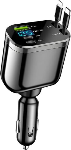 Ankuee Retractable 4-in-1 Car Charger with Dual USB-C Cables in Kuwait