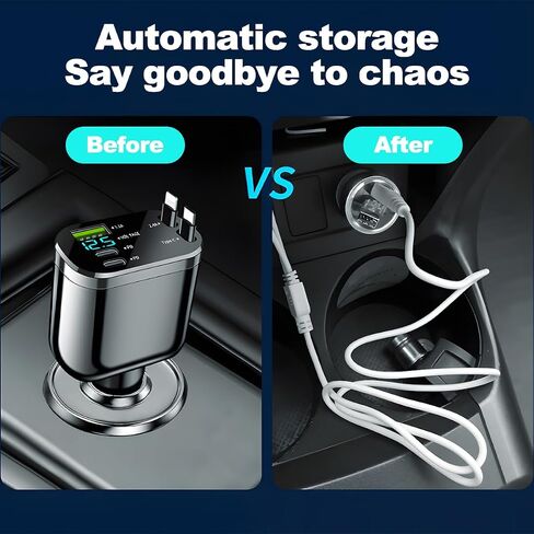Ankuee Retractable 4-in-1 Car Charger with Dual USB-C Cables in Saudi Arabia