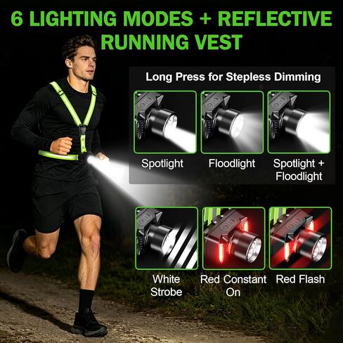 Running Lights for Runners, 550LM, 360° Reflective Running Gear in Kuwait