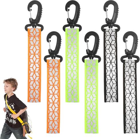 Grevosea 6Pcs Reflective Strips, Safety Reflector Pendants Safety Key Chains Reflective Tags Pendants Keyring for Backpack Clothes Wheelchair Cycling Walking Running in Kuwait