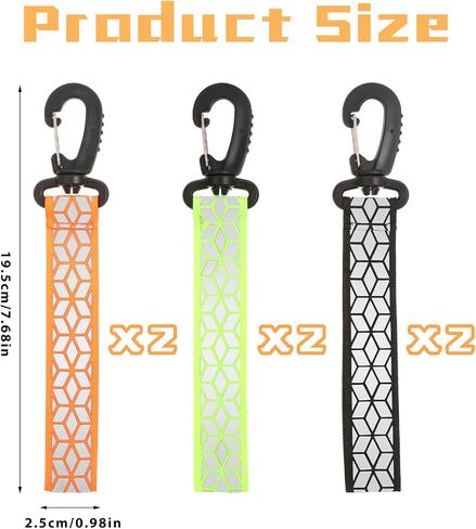 Grevosea 6Pcs Reflective Strips, Safety Reflector Pendants Safety Key Chains Reflective Tags Pendants Keyring for Backpack Clothes Wheelchair Cycling Walking Running in Kuwait