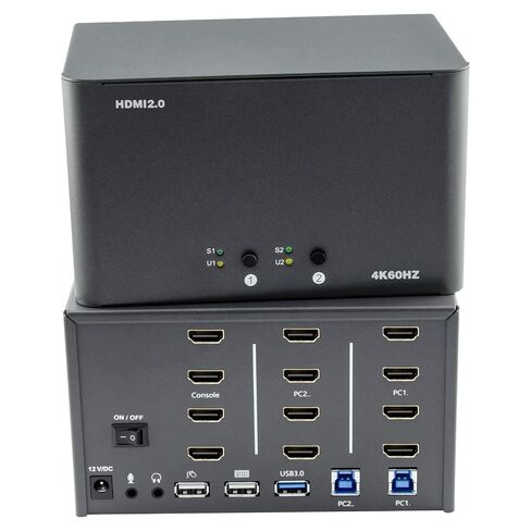 KVM Switch 4 Monitors 2 Computers, HDMI 4K@60Hz KVM Switch with USB3.0, 2 Computers Share One Set of Keyboard, Mouse and Monitors, Supports Windows/Mac/Linux in Kuwait