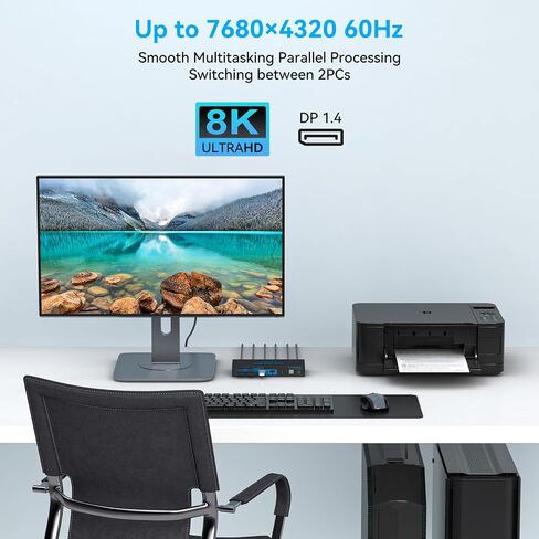 8K@60Hz KVM Switch 1 Monitors 2 Computers Displayport 4K@120Hz in Saudi Arabia