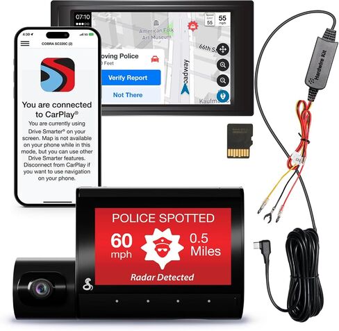 Cobra Smart Dual View Front and Rear Dash Cam (SC 250R), True 4K Resolution in Saudi Arabia