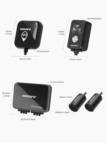 INNOVV K7 Motorcycle Dash Cam, 2K + 2K Front and Rear Camera with EIS Anti-Shake, Motorcycle DashCam with 24hr Sentry Mode, Emerg Auto Save GPS, App Connect, IP67 Waterproof, Max Support 512 GB in Kuwait