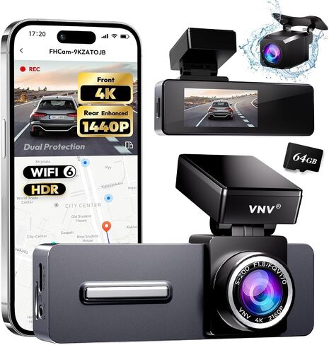 VNV 4K+2.5K Dash Cam Front and Rear, WiFi-6 APP Control Dash Camera for Car in Kuwait