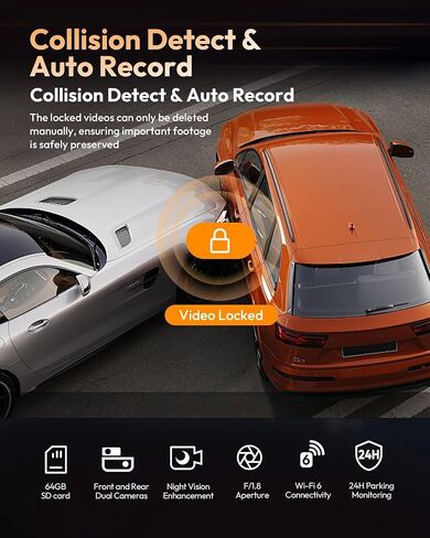 VNV 4K+2.5K Dash Cam Front and Rear, WiFi-6 APP Control Dash Camera for Car in Kuwait