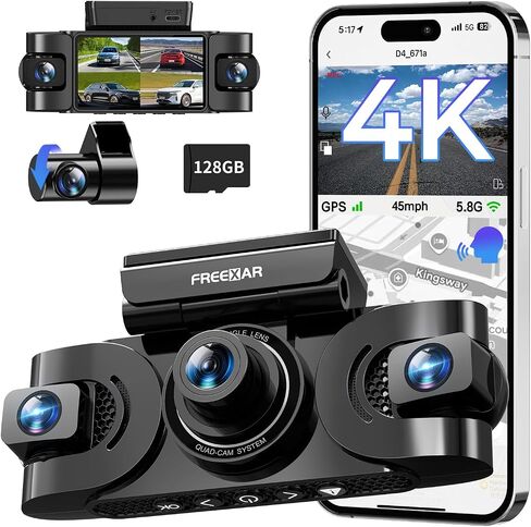 4K 360° Dash Cam with 128GB Card for Uber & Lyft Drivers in Kuwait