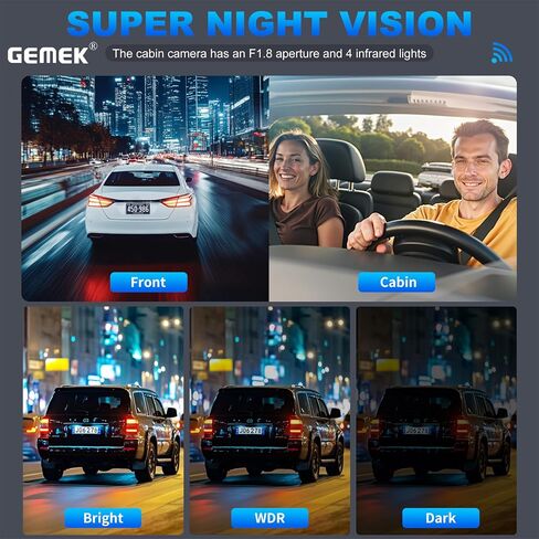 360 Degree View 4 Channel Dash Cam 5G WiFi & App Control, GEMEK 2K Front and Rear Inside, Left and Right Dash Camera for Cars, Free 64GB TF Card, G-Sensor, Night Vision, 24 Hour Parking in Kuwait