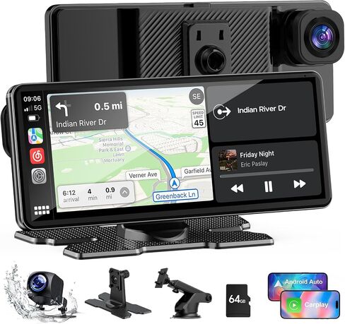 TOGUARDGO 6.86" CarPlay Screen with Dual Dash Cam 2.5K Front 1080P Rear in Kuwait