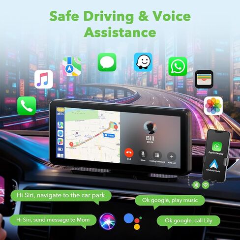 TOGUARDGO 6.86" CarPlay Screen with Dual Dash Cam 2.5K Front 1080P Rear in Kuwait