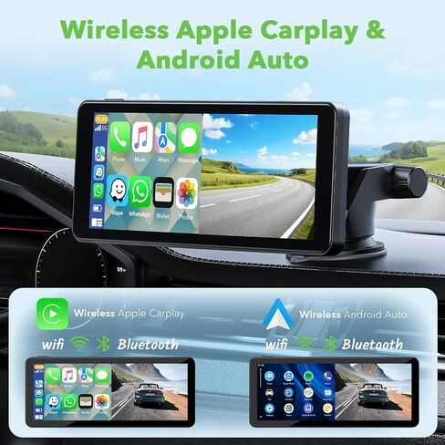 TOGUARDGO 6.86" CarPlay Screen with Dual Dash Cam 2.5K Front 1080P Rear in Kuwait