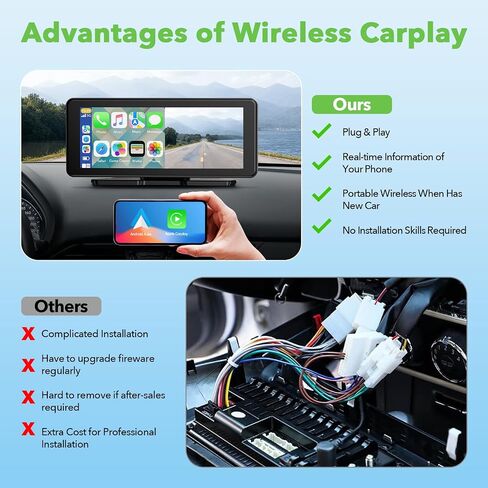 TOGUARDGO 6.86" CarPlay Screen with Dual Dash Cam 2.5K Front 1080P Rear in Kuwait