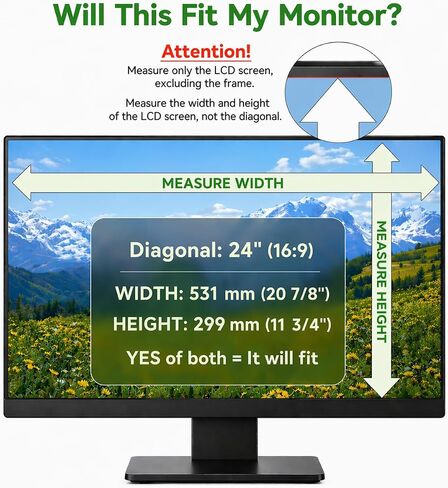2 Pack 24 inch Computer Privacy Screen Filter for 16:9 Aspect Ratio Widescreen Monitor,24in Curved Computer Monitor Privacy Shield Anti Glare Eye Protection, Anti-Scratch Removable Protector Film in Saudi Arabia