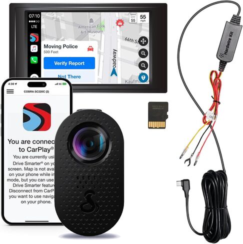 Cobra Discreet Dash Cam (SC120), QHD 1440P Video Resolution, Built-in WiFi in Saudi Arabia