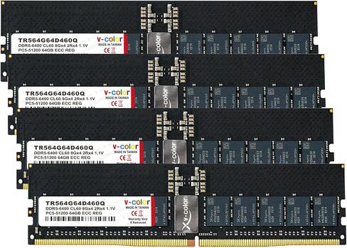 V-Color DDR5 256GB (64GBx4) 6400MHz CL60 ECC R-DIMM (ECC Registered DIMM) 1.1V Memory Ram for Server and Workstations with Hynix IC (TR564G64D460Q) in Saudi Arabia